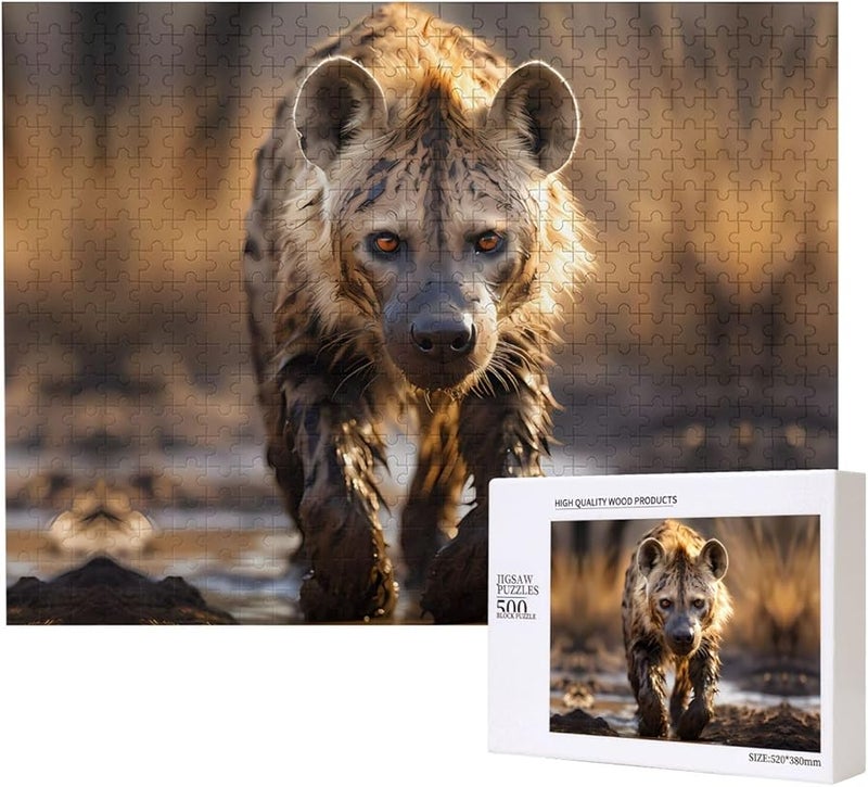 لغز بازل فايا الضبع الوحيد 500 قطعة للكبار، ديكور المنزل، هدية حفلة عيد الميلاد - Image 1